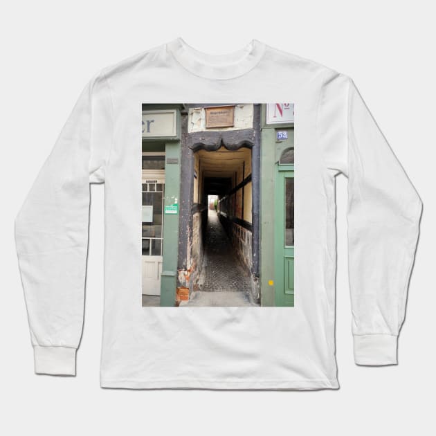 Alley through half-timbered house Long Sleeve T-Shirt by Gourmetkater